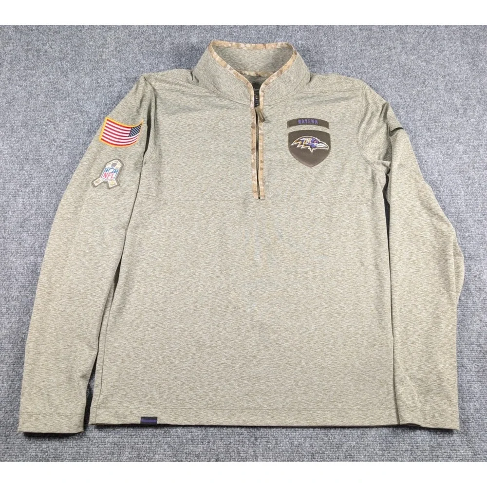 Baltimore‎ Ravens Salute To Service Nike 1/4 Zip Pullover Mens Small Green
